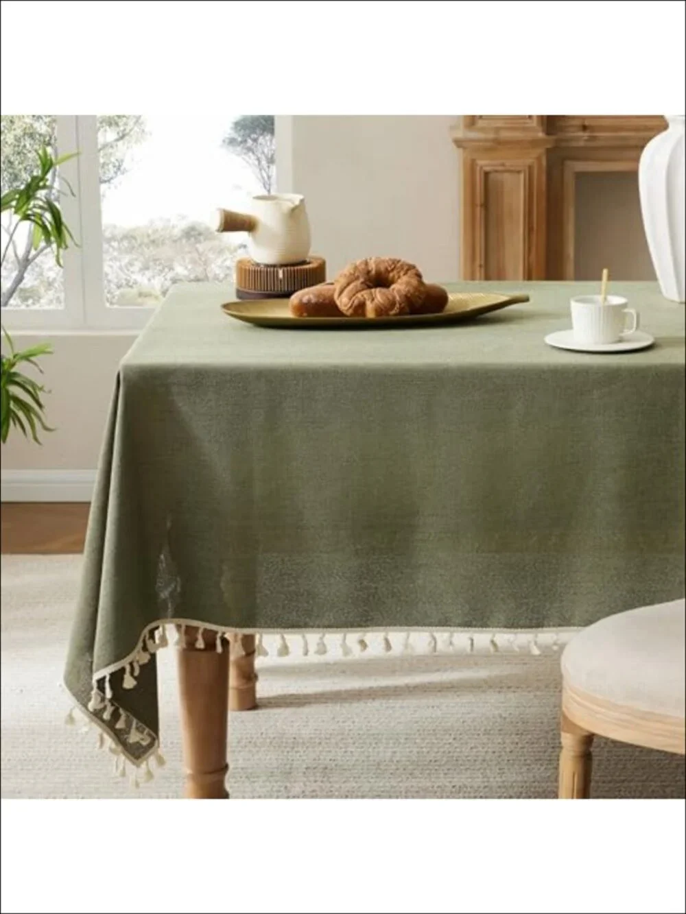 Linen Cotton Blend Tablecloth 60x104 Inch Rectangular Farmhouse